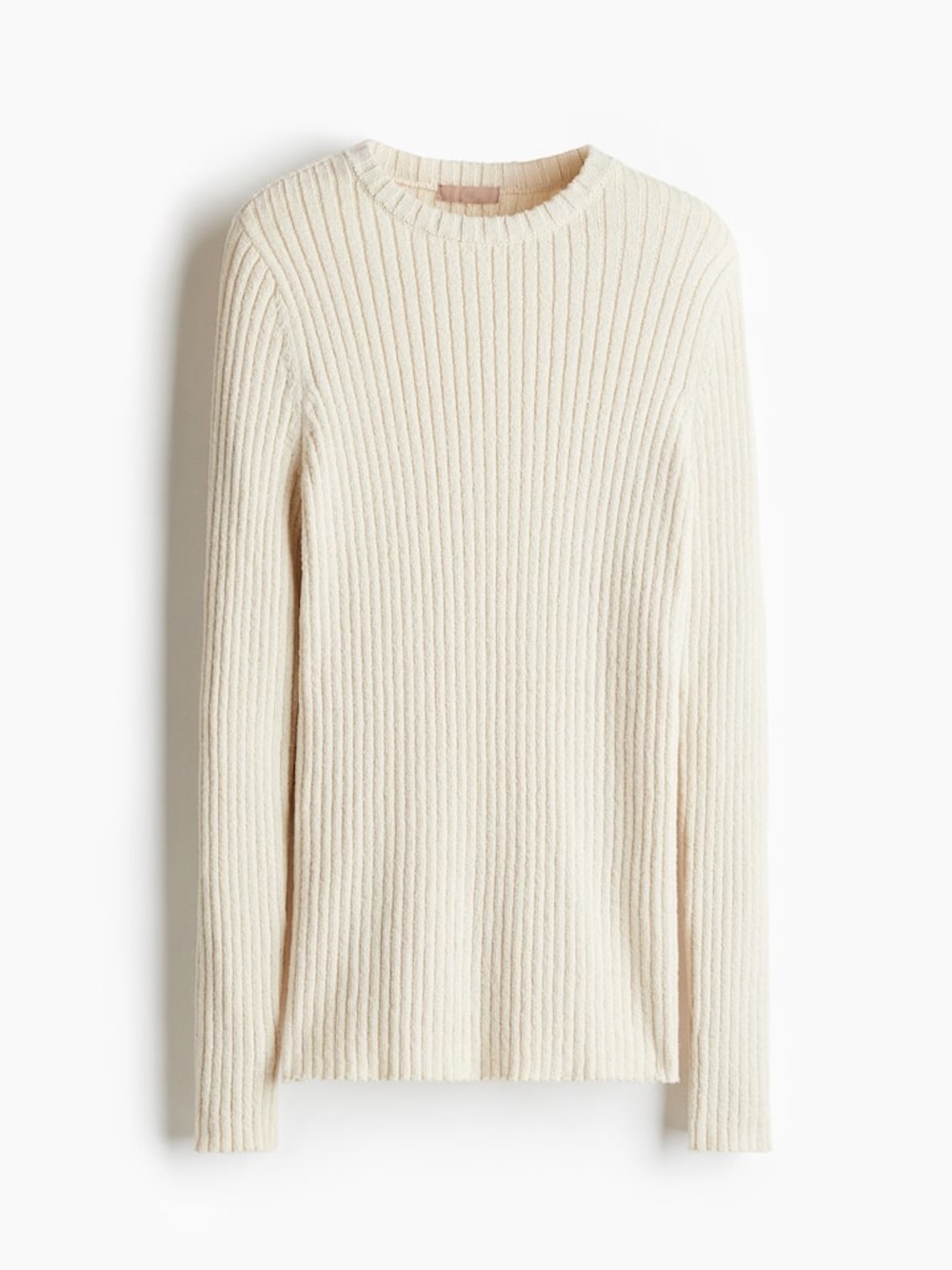 H&M Women’s Cream Ribbed Long-Sleeve Sweater